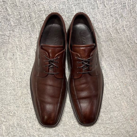 ECCO Men’s 45 / US 11-11.5 Brown Leather Illinois Bicycle Toe Oxford Derby Shoes - Picture 2 of 5